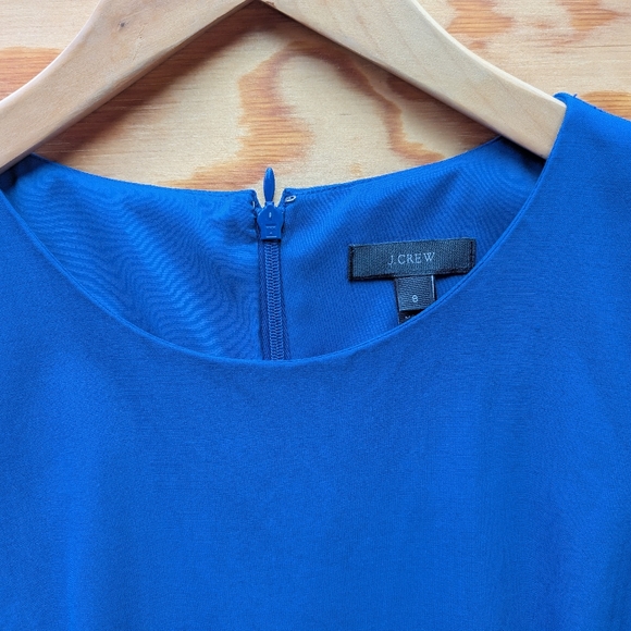 J Crew Resume Dress Wool Blend Sheath Cap Sleeves Pockets Size 8 Royal Blue - Picture 4 of 7